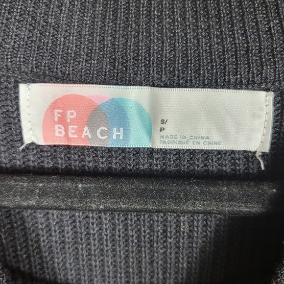 Free People Beach Mock Neck Long Sleeve Knit Midi Dress in Black Small - Picture 8 of 9